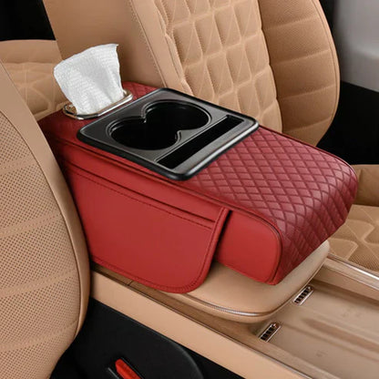 Integrated multifunctional car armrest increase with pressure compensation